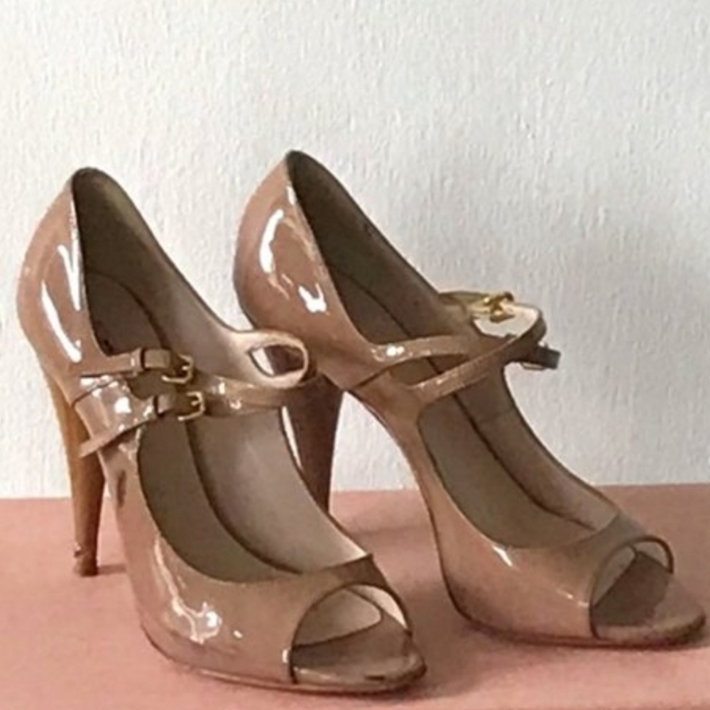 Miu Miu Beige Double-Strap Heels